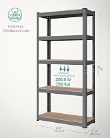 SONGMICS GLR030G02 Heavy Duty Shelving Unit 30 x 75 x 150 cm Steel Frame Grey view 7