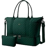 HOTOR Travel Duffel Bag - Weekender Bags for Women, Gym Tote Bags with Shoe Compartment, Carry On Overnight Bag with Toiletry Bag for Travel Essentials Travel Accessories, Dark Green, 13.4"×17.3"×7.9"