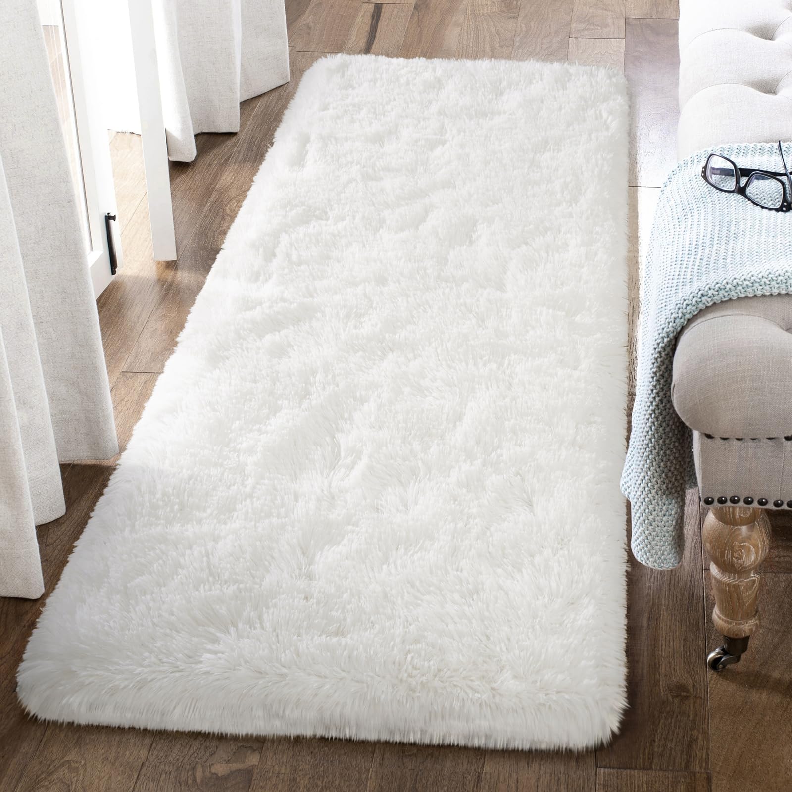 Photo 1 of BENRON Fluffy Runner Rugs 2x4, Soft Long Runners for Bedroom Hallyway Entryway Kitchen, Washable Fuzzy Throw Rug for Kids Girls Room Decor Photo Prop, Cream White