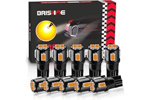 BRISHINE 194 LED Bulbs Extremely Bright Amber Yellow 5630 Chipsets 168 2825 175 T10 W5W LED Replacement Bulbs for Car Interior Map Dome Door Courtesy License Plate Lights(Pack of 10)