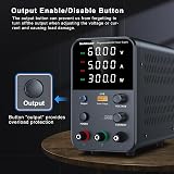 NANKADF DC Power Supply 0-60V 0-5A USB Fast Charge 18W CC/CV 4-Digit Display view 4