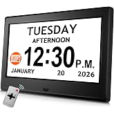 7'' Digital Clock, Dementia Clock for Seniors with Date Time, Large Display | Easy to Read, 10 Reminders &amp; 6 Alarms, Auto DST &amp; Brightness, Alarm Clocks for Bedrooms, Alzheimer Elderly Seniors Gifts