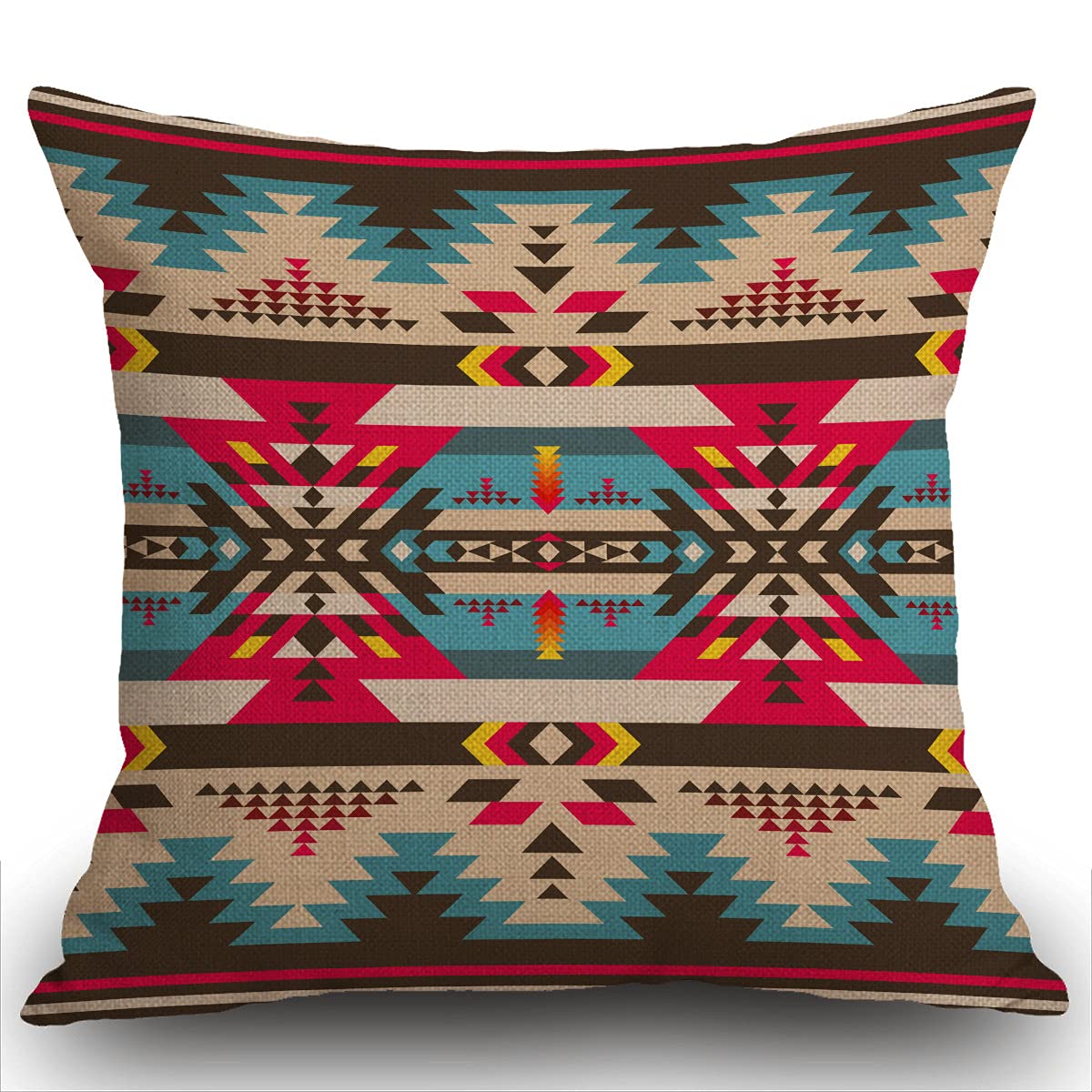Smooffly Cushion Cover,Geometric Pattern American Southwest Print Pillow Cover,Ethnic Design Throw Pillow Case Throw Pillow Cover Cotton Linen 18x18 Inches for Sofa Couch 45x45cm