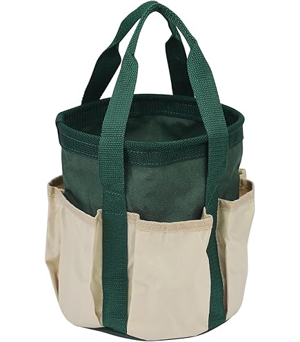 thumbnail image 2 of HARFINGTON Large Waterproof Garden Tool Bag - 14.6x5.5x16.5 Inch Oxford Tote With Pockets For Organizing Tools (Dark Green) 2 of 14