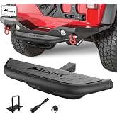 Nilight Hitch Step with 2" Hitch Receiver Rear Bumper Guard Protector Compatible with Car Truck Vehicles Upgraded Textured Black Hitch Step Bar with Hitch Lock &amp; U-Bolts Stabilize