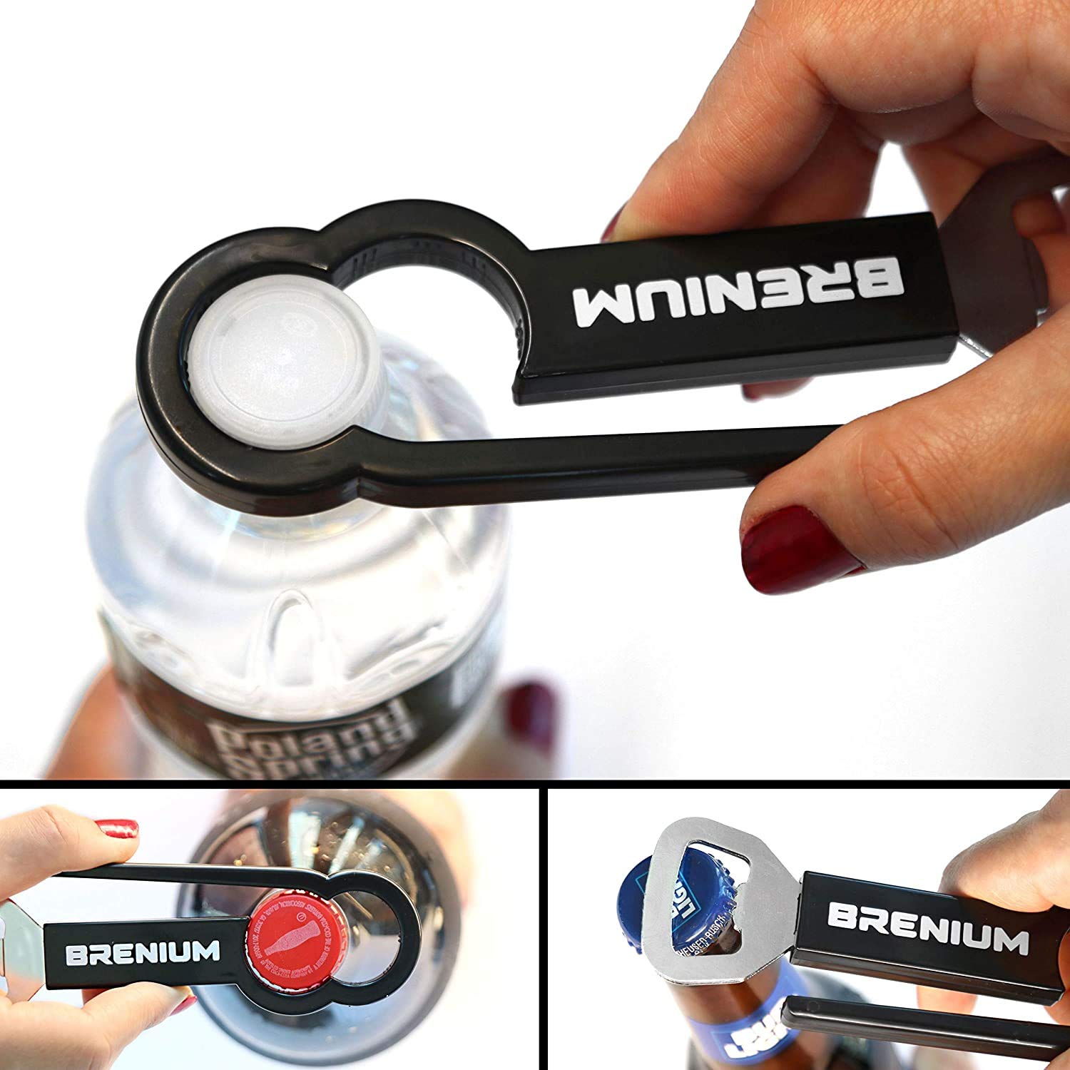 BRENIUM Multifunctional Bottle Opener for Water and Beer Bottle, Plastic Water Bottle, Twist-Off, for Weak Hands, Seniors, Elderly, Rheumatoid Arthritis, Bottle Gripper, Ergonomic