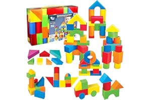 Foam Building Blocks for Toddlers 2-4, 81 Pieces EVA Soft Stacking Blocks Toy Set, Early Learning Construction Toys & Gifts f