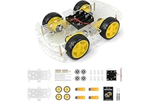 4WD Robot Car Chassis Kit with TT Motor, Battery Box, Acrylic Chassis and 4 Wheels for Robotics Projects, Smart Robot Chassis