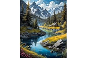 Sretoul Landscape Paint by Numbers Kit for Adults-Mountain Adult Paint by Number Kits on Canvas, Landscape Painting Kits for Adults for Decor Gift 16X20 Inch