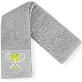 CybGene Embroidered Tennis Towel, Funny Tennis Gift for Men, Women & Lovers, Soft & Absorbent, Gray, Initial M