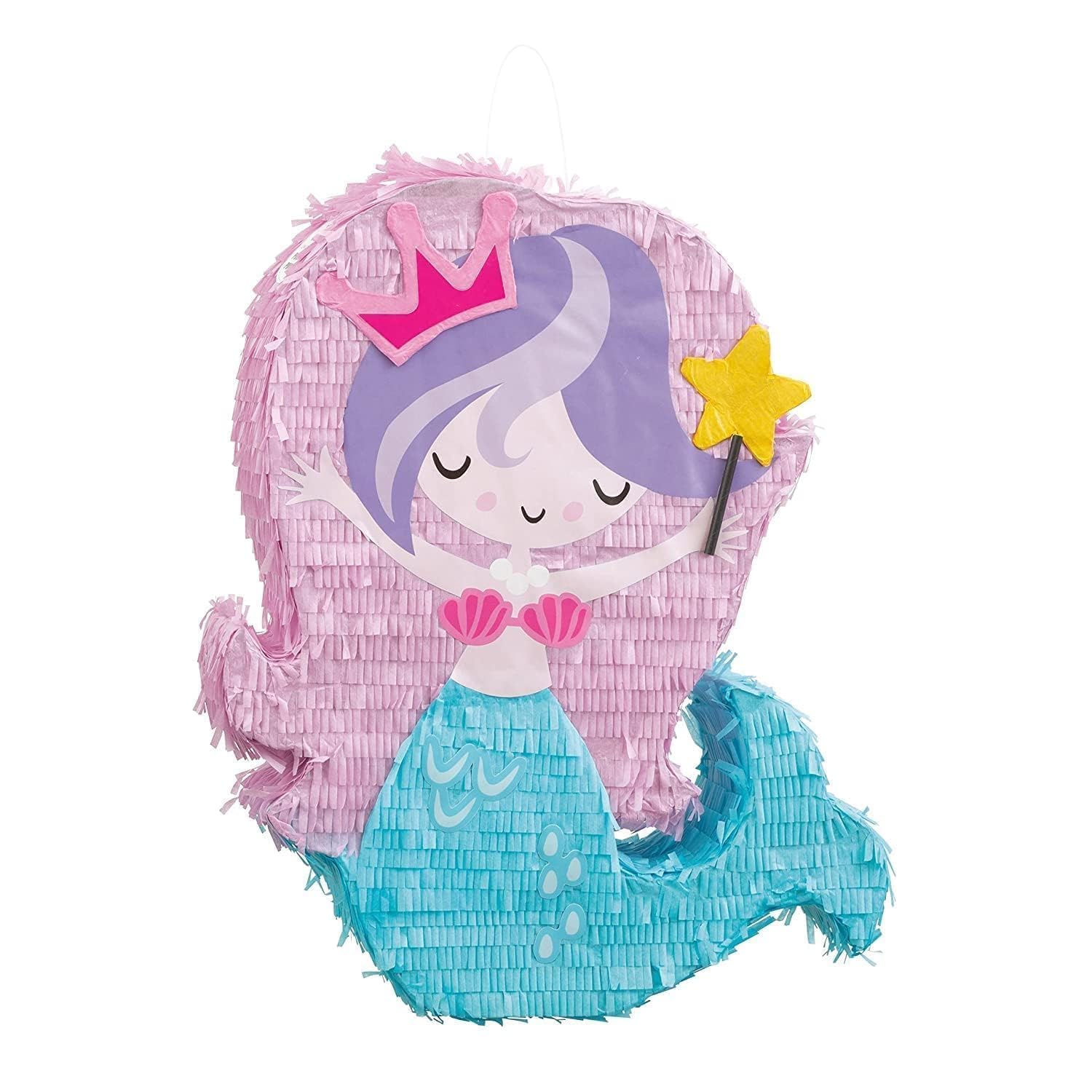 Enchanting Mermaid Shaped Drum Pinata (38cm x 51cm) - Perfect for Parties & Celebrations - 1 Pc