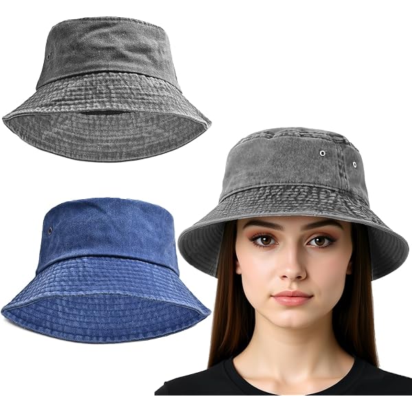 2 Pieces Women\'s Bucket Hat Sun Packable Hat Zando 2 Pieces Bucket Hats for Women Sun Hats for Women UV  main image 2
