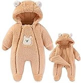 Fairy Baby Newborn Baby Winter Snowsuit Bear Thick Romper Footie Double Zip Hooded Jumpsuit Fleece Coat Infant Boy Girl 0-12M