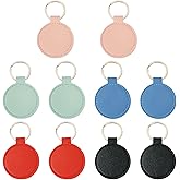 FASHEWELRY PU Leather Keychain Flat Round Teardrop Heart Leather Key Fob Holder for DIY Craft Keychain ID Key Cards