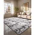 Ophanie 6x9 Tie-Dyed Grey&White Area Rugs for Living Room Bedroom, Fluffy Shag Large Fuzzy Plush Soft Throw Rug, Gray Large Shaggy Floor Big Carpets, Kids Home Decor Aesthetic, Nursery