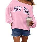 Remidoo Womens Off Shoulder Sweatshirt Drop Shoulder Oversized Long Sleeve Pullover Top