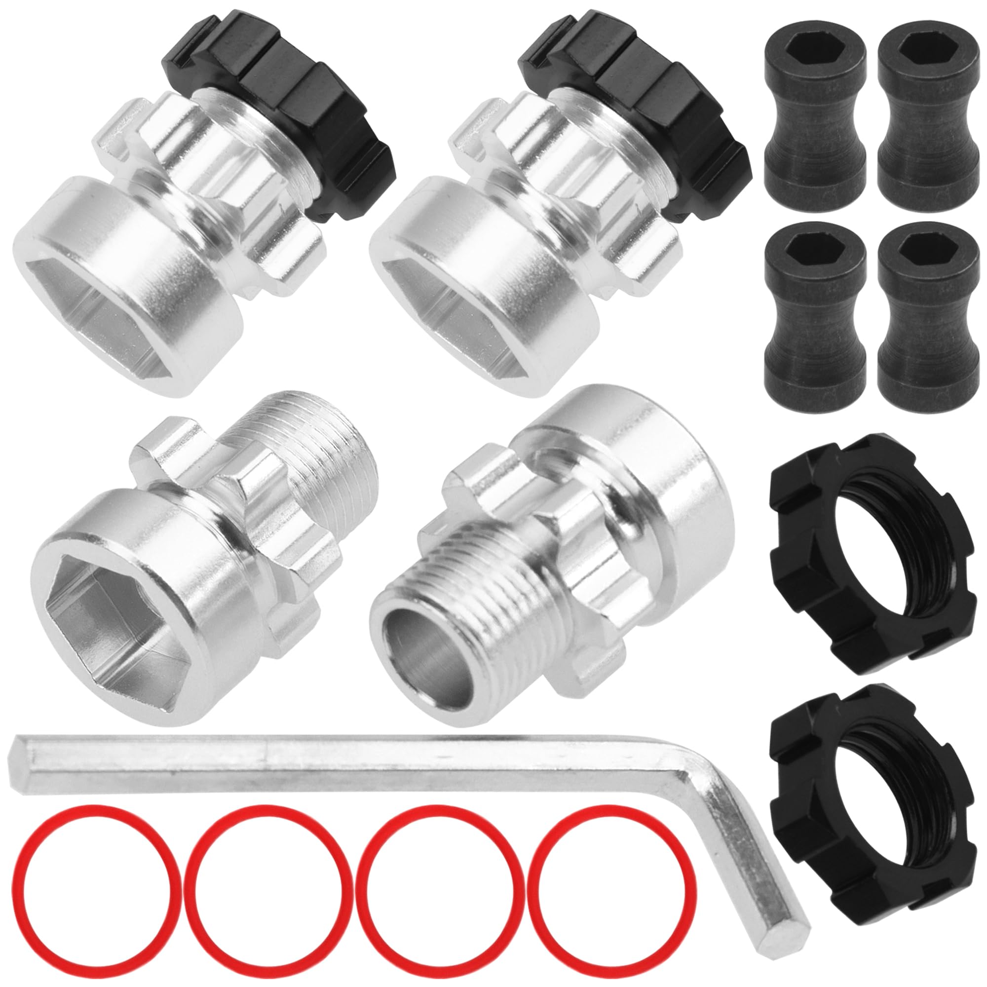 Photo 1 of ShareGoo Metal 12mm to 17mm Wheel Hex Hub Adapter Compatible with Traxxas 1/10 Slash 2WD 4X4 Rustler Stampede 2WD 4X4 RC Car Upgrade Parts (Black)