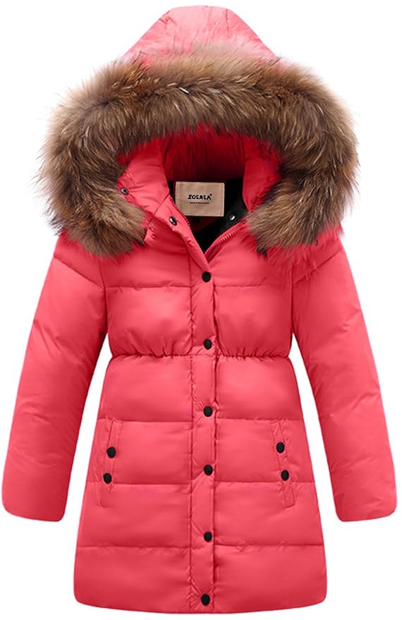 Zoerea Kinder Junge Mädchen Daunenjacken Wasserabweisend Daunenmantel Fashion Lang Kälteschutz Jacke mit Kapuzeshion Lang Käl