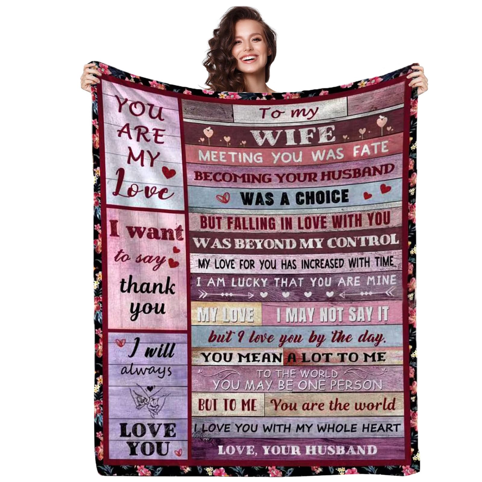 Gifts for Wife from Husband, to My Wife Blanket, Wedding Anniversary Romantic Gifts for Her, Presents for Wife, Female Birthday Gifts Ideas, Christmas Valentine's Day (150 x 200 CM, Purple)