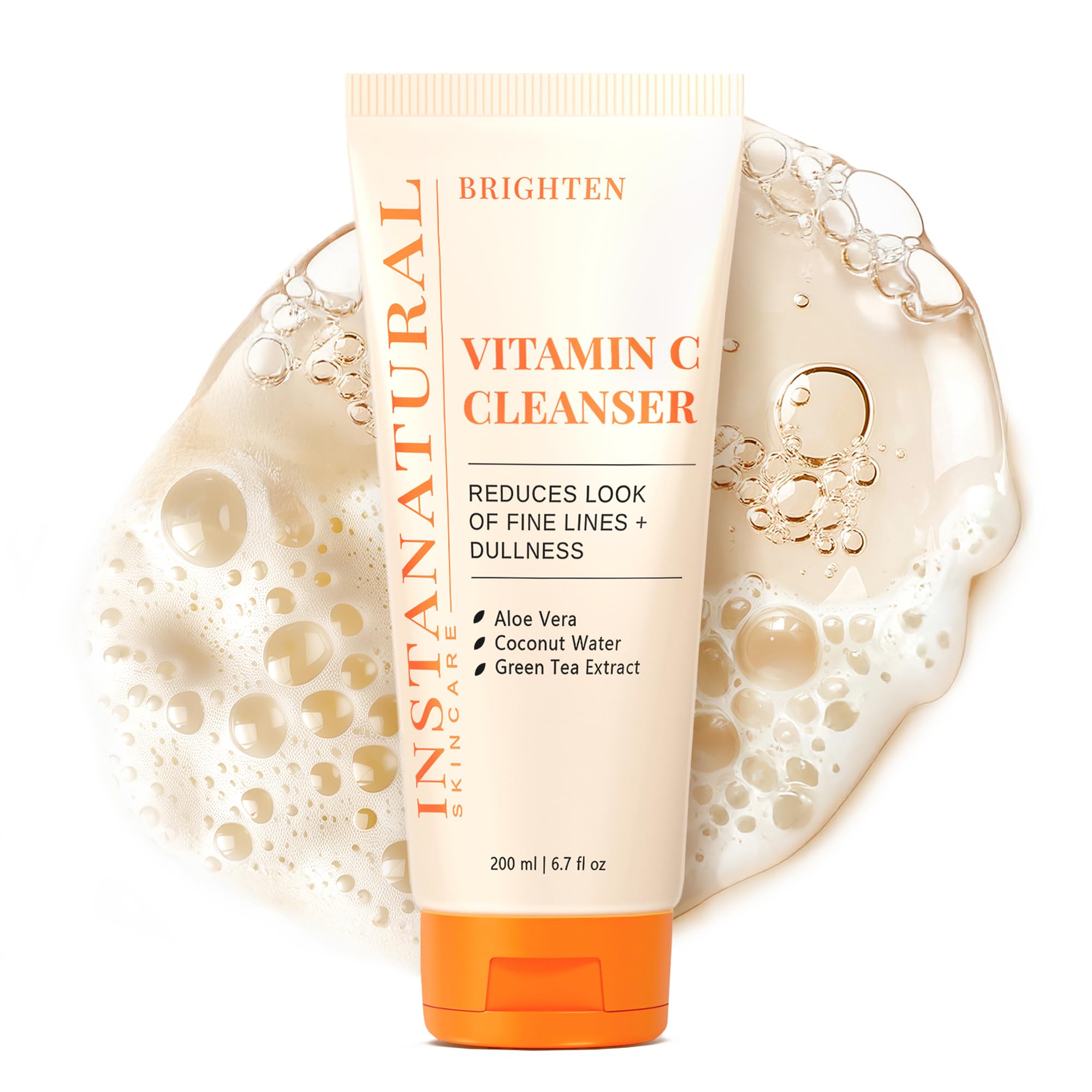 InstaNatural Vitamin C Facial Cleanser - Anti Aging, Breakout & Wrinkle Reducing Face Wash for Clear & Reduced Pores - With Organic & Natural Ingredients - For Oily, Dry & Sensitive Skin - 200 ml