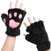 Hmxpls Furry Bear Paw Gloves, Winter Plush Cat Paw Gloves Cosplay Costume Accessories