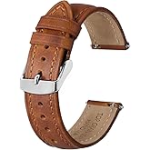BISONSTRAP Retro Leather Watch Straps for Men, Oil Waxed Calfskin Replacement Band, Quick Release, Band Width 18mm 19mm 20mm 22mm