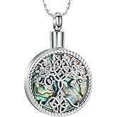 Imrsanl Tree of Life Urn Necklaces for Ashes for Women Men Tree of Life with Celtic knot Cremation Jewelry for Ashes Memory Jewelry for Human Pet