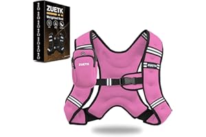 ZUETK Weighted Vest, 6lb/8lb/12lb/16lb/20lb/25lb/30lb Weight Vest with Reflective Stripe, Weighted Vest for Men Women Workout Equipment for Strength Training, Running, Jogging, Fitness, Weight Loss