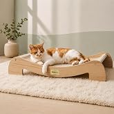 Extra Wide Cat Scratcher Bed, 26.5 x 16.7 in, Natural Sisal, Solid Wood | Stable design, supports cats up to 44 lb, renewable sisal fibres, durable and economical cardboard-free alternative