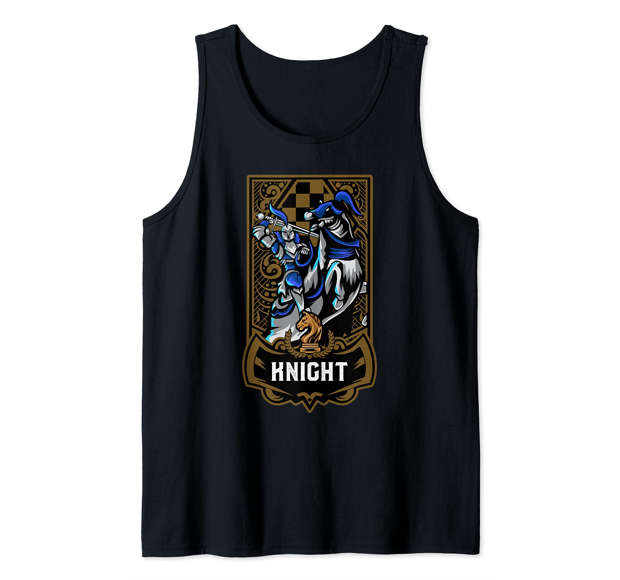 Knight Chess Game Piece Chess Club Players Gambit Blue Team Tank Top