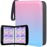 Winsing 4 Pocket Trading Card Binder, 400 Card Capacity, Pink | Compact 400-card storage for game cards, sports cards, and photo cards; a fun gift for girls and young collectors.