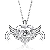 MomentWish Necklace for Women, Sparkling Gift for Her, 1Carat Moissanite Heart Pendent for Her, 925 Sterling Silver Dance Necklace for Anniversary Christmas Valentines