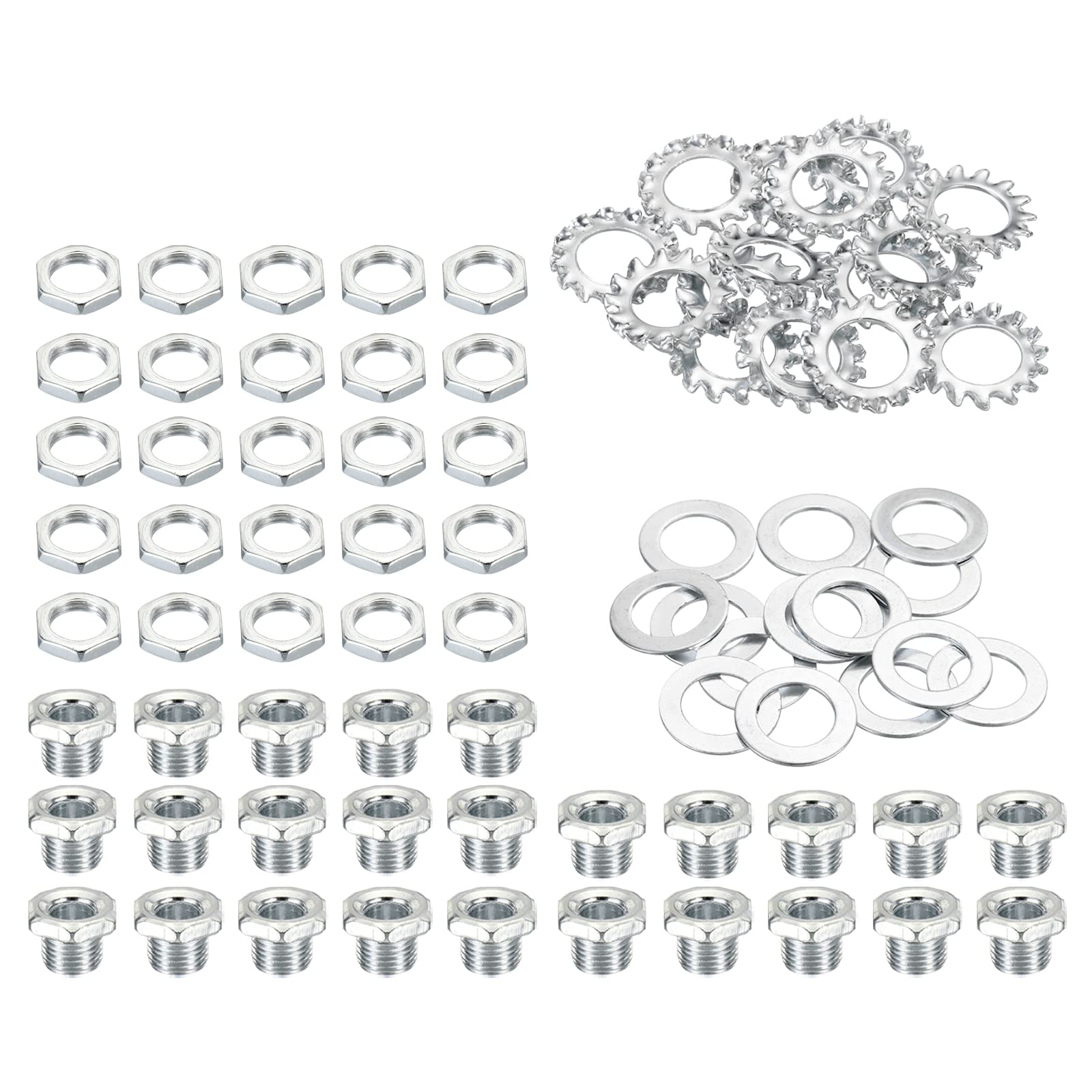 PATIKIL M10 Thread 10mm Tall Hex Hollow Screw Bolts, 4 in 1 / 100Pieces Through Hole Bolt Chandelier Fasteners with Hex Nut and Gasket
