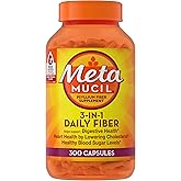 Metamucil, Psyllium Husk Capsules, 300 Capsules, 3-in-1 Fiber Supplement, Daily Psyllium Husk Fiber Capsules Help Support Digestive Health by Promoting Regularity*, Help Supplement Daily Fiber Intake