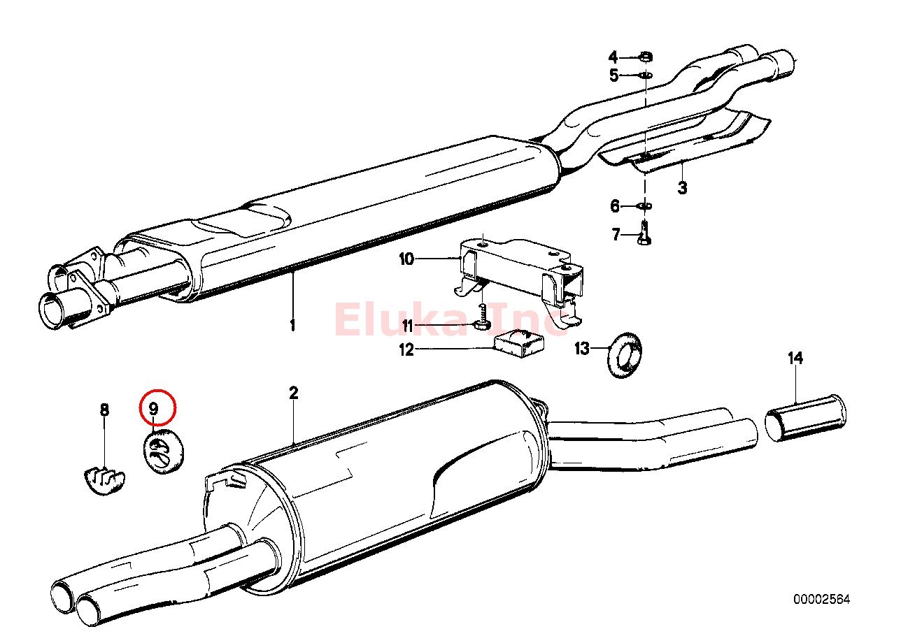 2 x BMW Exhaust Hanger Front E24 E28 E32 E34 635CSi M5 735i 735iL 740i
