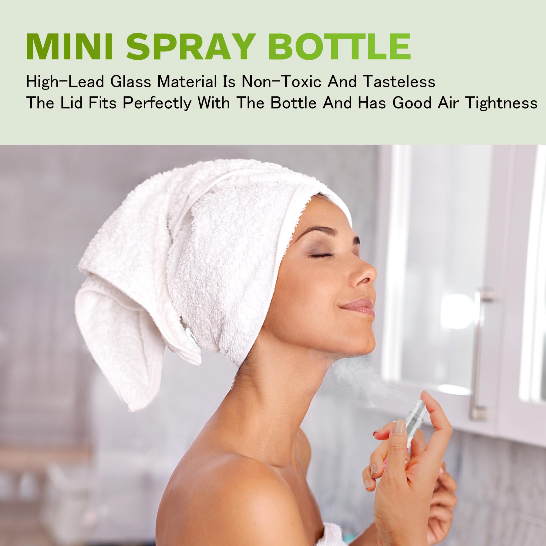Mini Spray Bottle 3ml, Refillable Glass Spray Bottle, Glass Bottle Atomizer, Perfume Mouthwash Atomizer for Cleaning 3ml Refillable Container for Travel, Essential Oils, Perfume 60 Pcs, 3ml