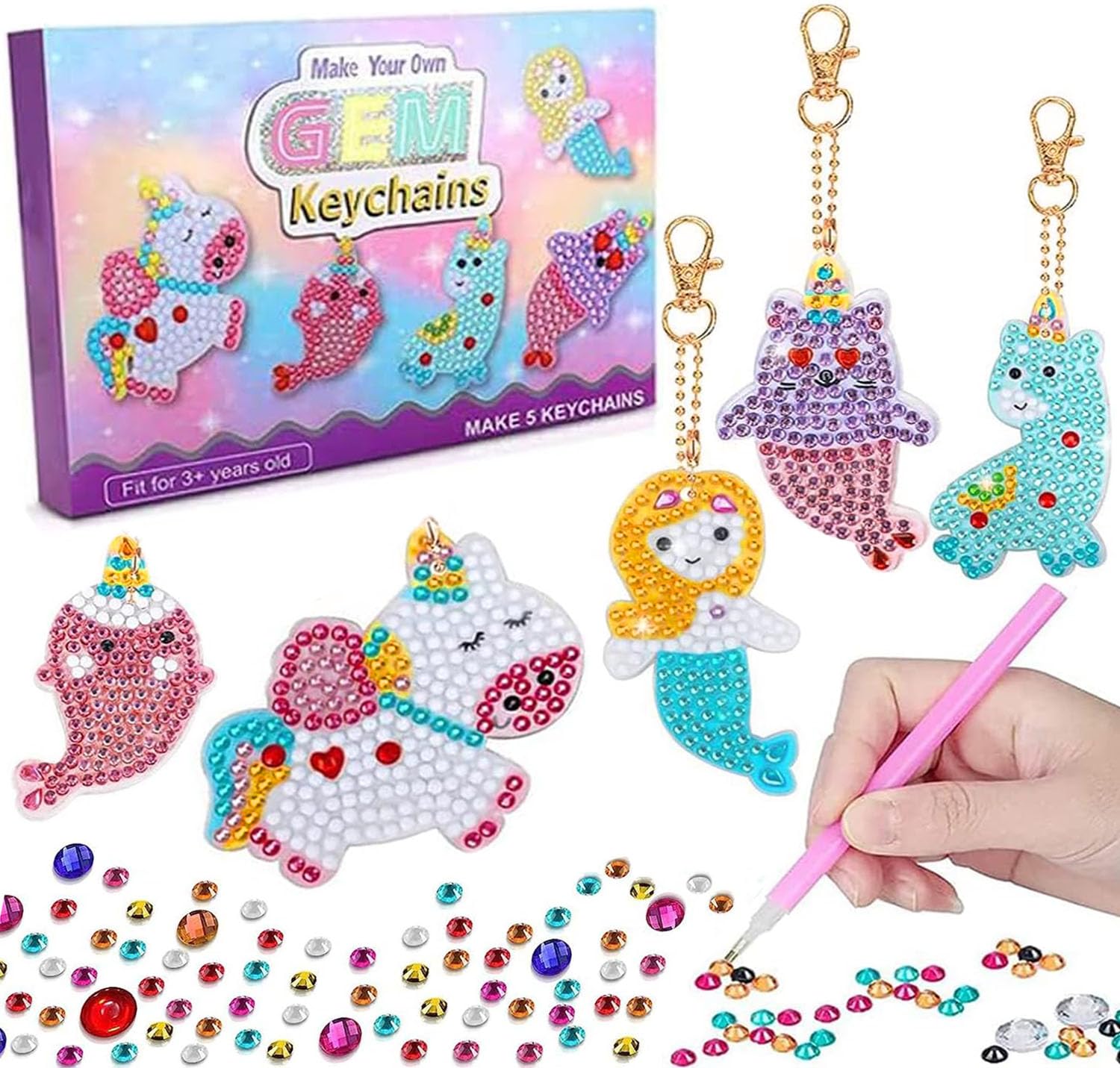 Kovim Girls Birthday Presents - Diamond Art Kits, Arts Crafts for Kids, Easter Gifts for 6 7 8 9 10 Year Old Girls, DIY Diamond Mosaic Kits Toys for Teen Girl (D) — image 1