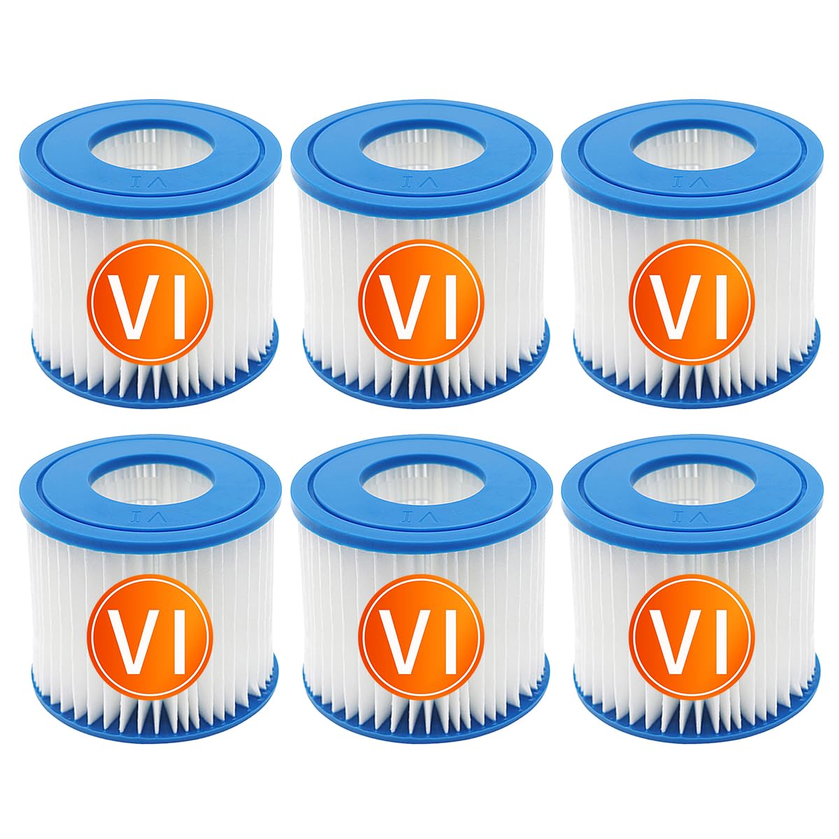 YanBan Replacement Hot Tub Filter Cartridge Compatible with Best-way for Flowclear Size VI, Replacement Filter Cartridge Compatible with Lay-Z-Spa(3 x Twin Pack)