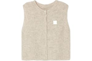 UAURORAO Women Chunky Sweater Vest Button Down Crochet Cable Knit Cardigan Sleeveless Open Front Knitted Crop Waistcoat