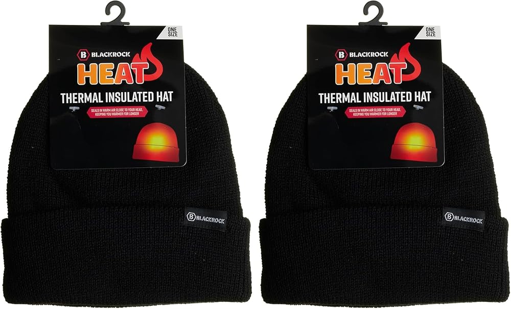 Blackrock Heated Beanie Hat Pack of 2 Unisex Thermal Wooly Fleece