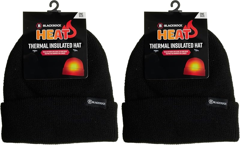 Blackrock Heated Beanie Hat Pack of 2 Unisex Thermal Wooly Fleece