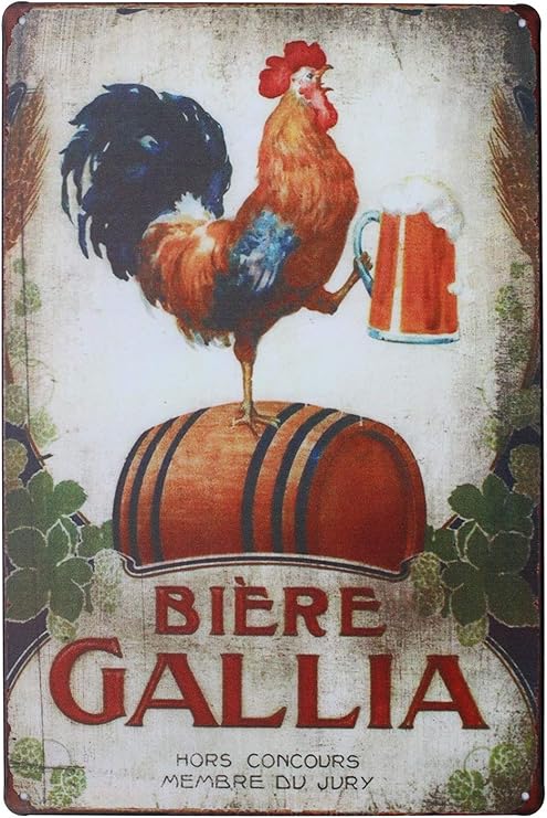 Amazon Com Artclub Happy Chickens Rooster And Beer Metal Plate