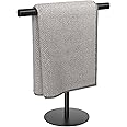 Hoomast Hand Towel Holder, Towel Rack for Kitchen Bathroom Bedroom Vanity, Removable T-Shape Free Standing 1 Pack Black