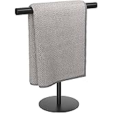 Hoomast Hand Towel Holder, Towel Rack for Kitchen Bathroom Bedroom Vanity, Removable T-Shape Free Standing 1 Pack Black