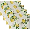 Benson Mills Cork Placemats Set of 4, Thick Cork Place Mats for Kitchen and Dining Tables, Easy Clean Table Mats (12" x 16" Rectangular Set of 4, Lemons)