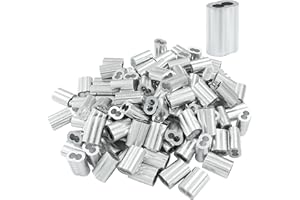 Murtenze 120Pcs 1/8" Wire Rope Sleeve, Aluminum Cable Crimp Sleeves, Crimping Loop Sleeve for Cable and Wire Rope Crimp Double Barrel Crimp Sleeves(M3-1/8")