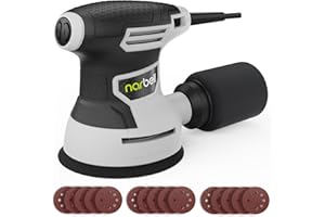 NARBELL Orbital Sander 3.0AMP(360W),14000RPM Random Orbit Sander Tool with 6 Variable Speeds, 5" Electric Palm Sander Kit with Dust Bag,15pcs Sandpapers for Woodworking & Sanding, Light Gray