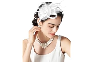 SWEETV Tulle Fascinators for Women, Tea Party Hats for Kentucky Fascinators Derby, Cocktail, Wedding, Fancy Dress Party