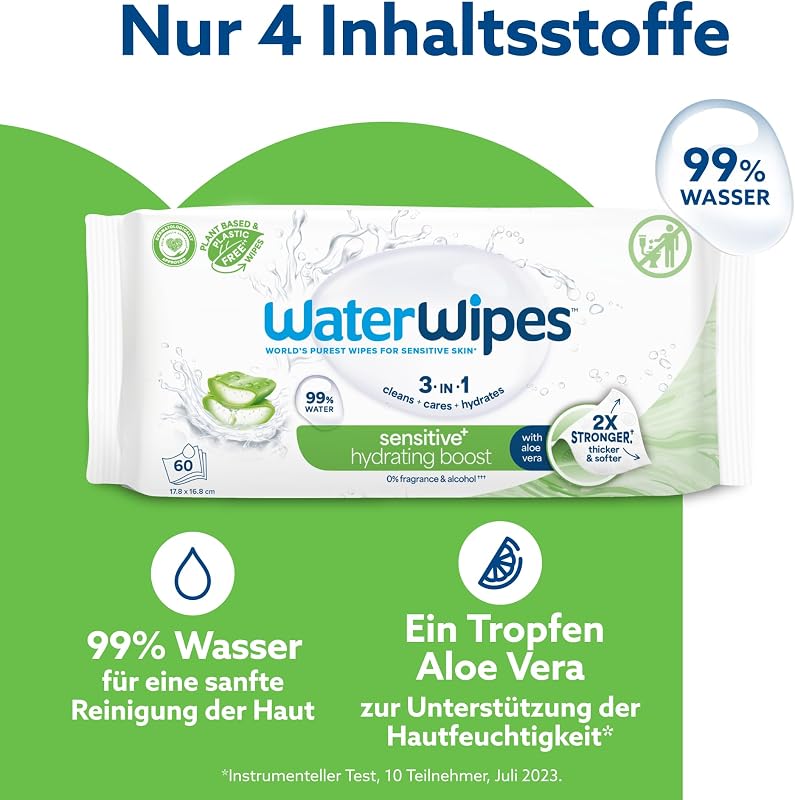 Sensitive+ Hydrating Boost Wipes, 99% Wasser, 6 Pack
