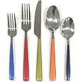 Fiesta Piece Merengue Flatware Silverware Set, Service for 4, Stainless Steel/ABS, Includes Forks/Knives/Spoons, 20 PC, Silve